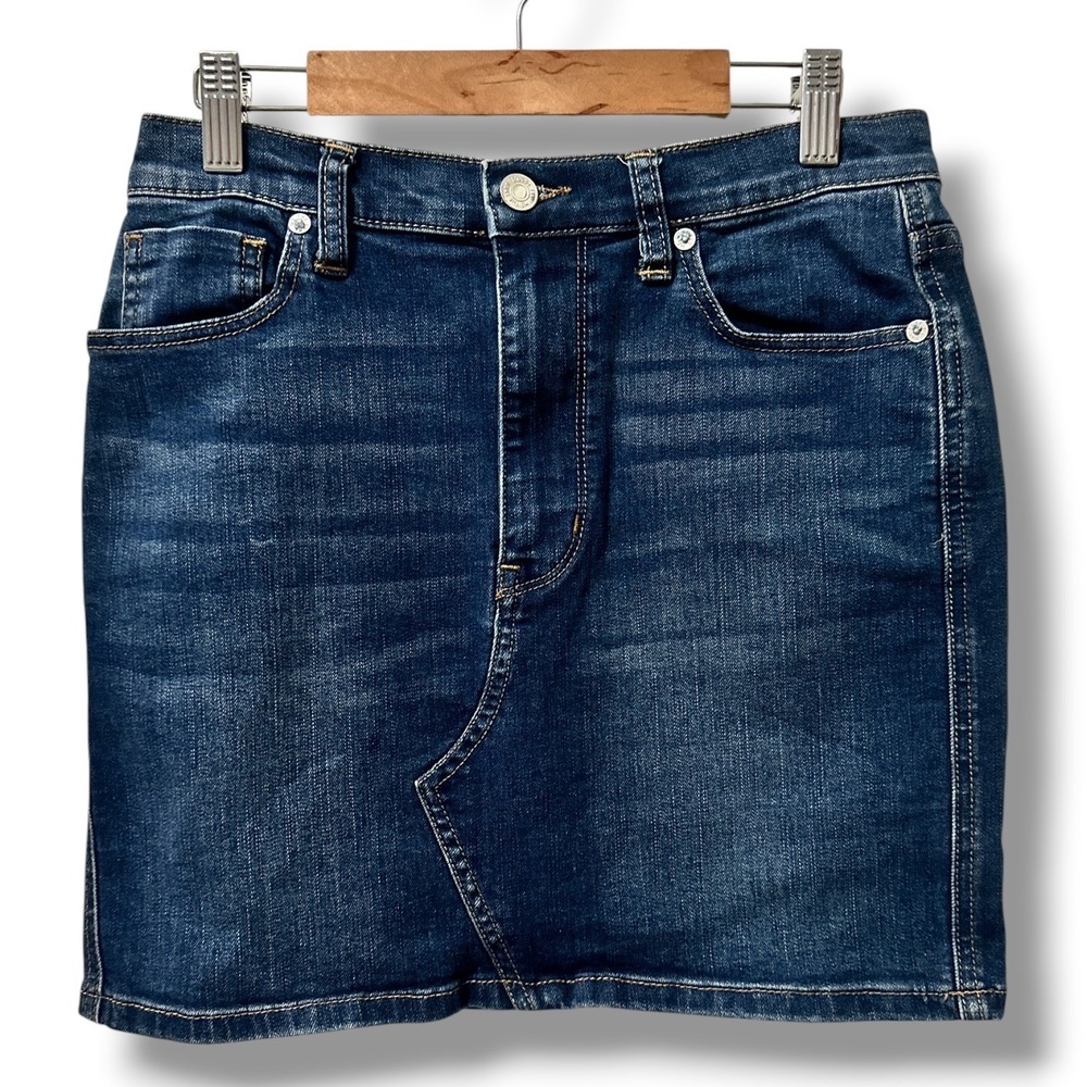 Free People We The Free Teagan Sparrow Denim Mini Skirt Dark Wash Blue 27 Long